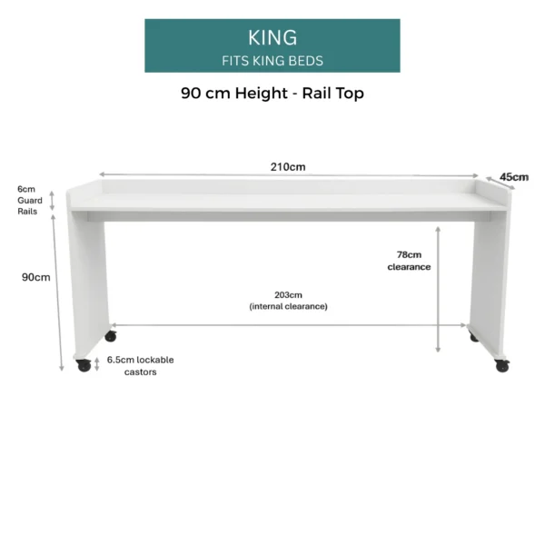 bedbridge rolling over bed desk king with wheels white