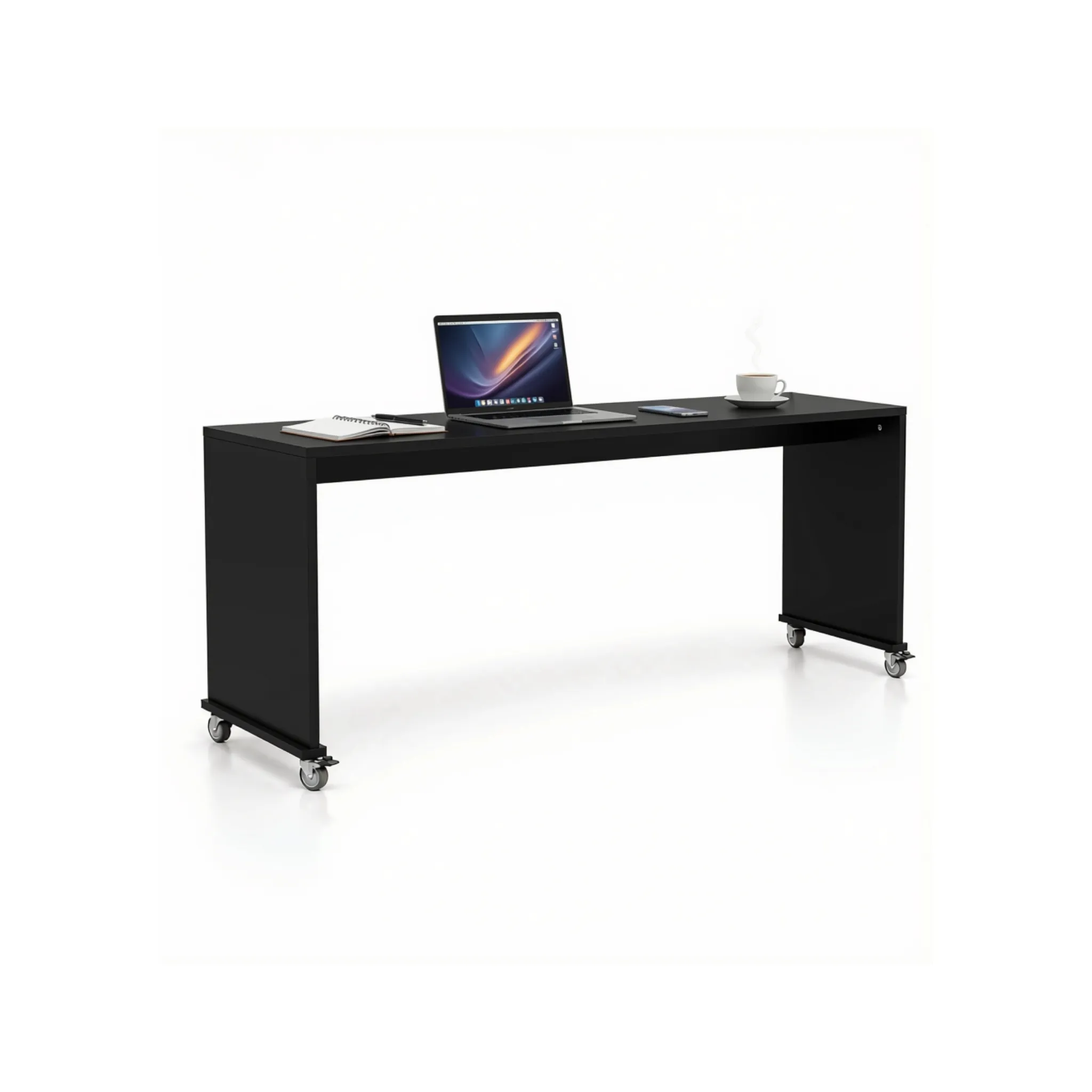 bedbridge rolling over bed desk queen 75cm with wheels flat top midnight