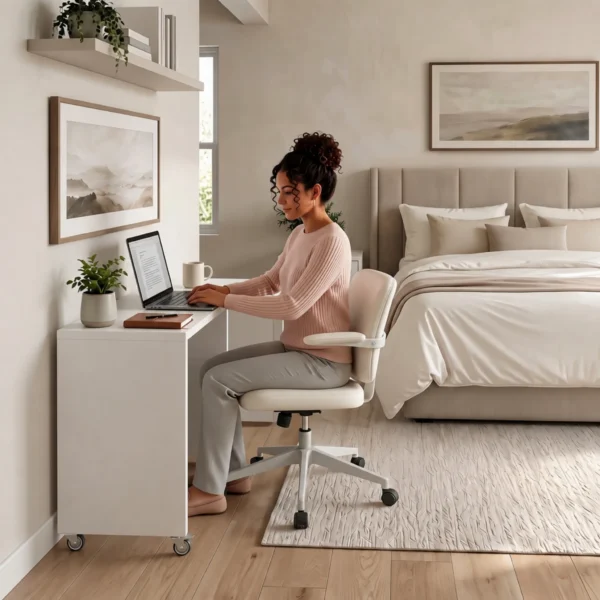 bedbridge rolling over bed desk queen 75cm with women against the wall - white