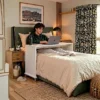 compact bedbridge rolling over bed desk, flat top