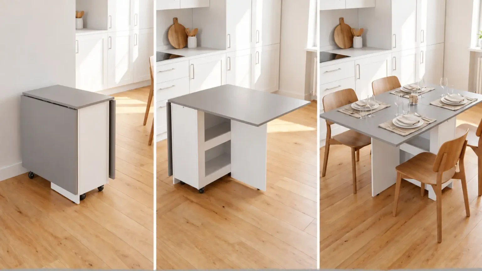 folding 4 in 1 table with wheels desert taupe